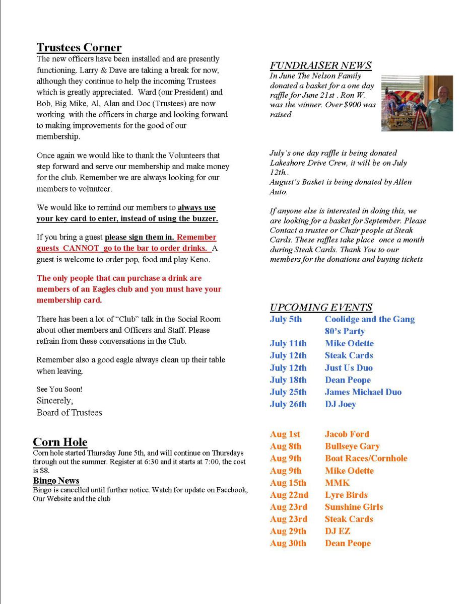 NEWSLETTER July Aug 2